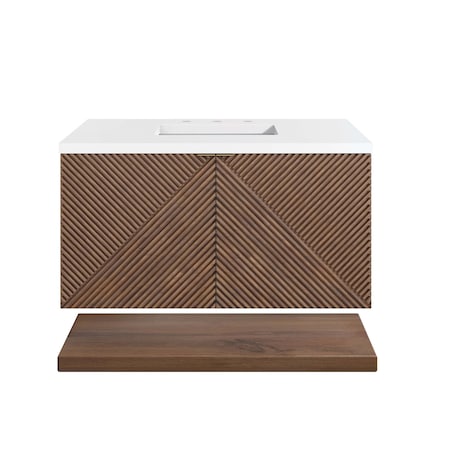 James Martin Vanities Marcello 36in Single Vanity, Chestnut w/ 3 CM White Zeus Top D200-V36-CSN-3WZ